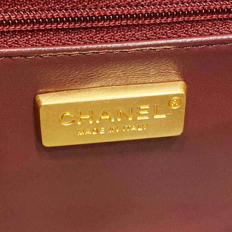 Chanel AS4151 Small Flap Bag With Top Handle Lambskin & Wenge Wood Wine Red