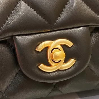 Chanel AS4151 Small Flap Bag With Top Handle Lambskin & Wenge Wood Black