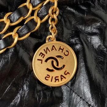 Chanel 22 Small Handbag AS3260 Memorial Calfskin leather Black Gold