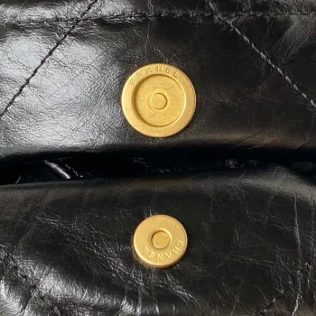 Chanel 22 Small Handbag AS3260 Memorial Calfskin leather Black Gold