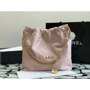 Chanel 22 AS3260 Small Handbag Shiny Calfskin Pink