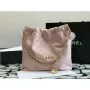 Chanel 22 AS3260 Small Handbag Shiny Calfskin Pink