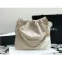 Chanel 22 AS3260 Small Handbag Shiny Calfskin Apricot