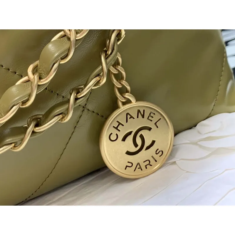 Chanel 22 AS3260 Small Handbag Shiny Calfskin Lemon Yellow