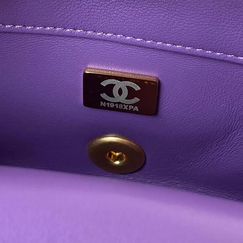 Chanel AS3113 Mini Flap Bag Lambskin Purple