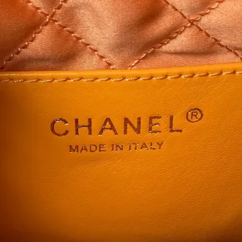 Chanel 22 Mini Handbag AS3980 Shiny Calfskin & Gold Tone Metal Orange