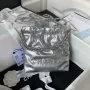 Chanel 22 AS3980 Mini Handbag Shiny Calfskin & Silver Tone Metal Silver