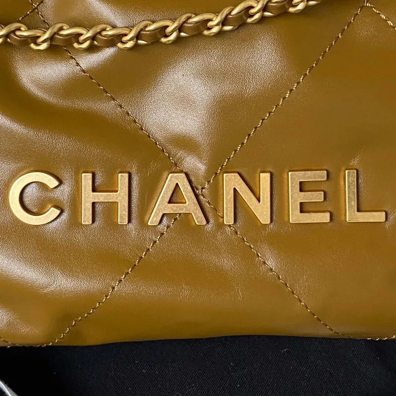 Chanel 22 Mini Handbag AS3980 Shiny Calfskin & Gold Tone Metal Marigold