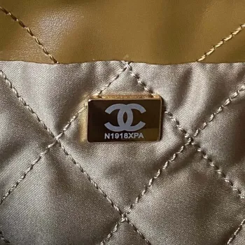 Chanel 22 Mini Handbag AS3980 Shiny Calfskin & Gold Tone Metal Marigold