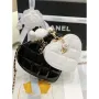 Chanel AS3295 Heart Clutch with Chain Lambskin Gold Tone Metal Black and White