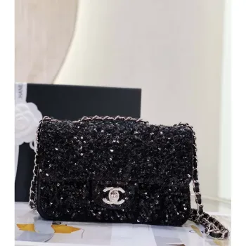 Chanel AS1116 Samll Flap sequin bag sparkling bingbing 20cm Black