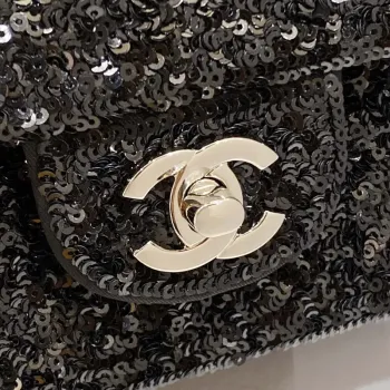 Chanel AS1116 Samll Flap sequin bag sparkling bingbing 20cm Black