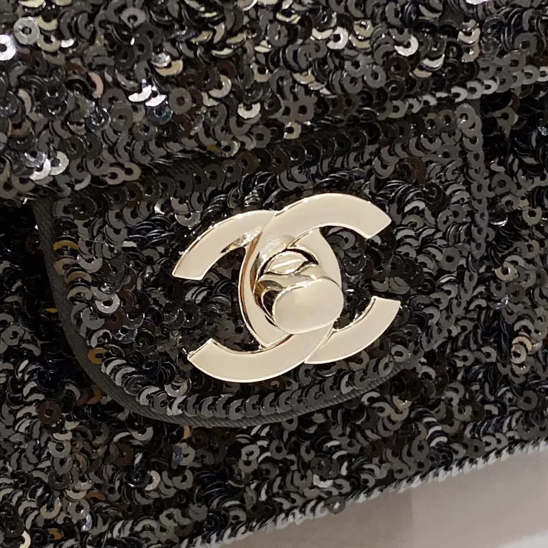 Chanel AS1116 Samll Flap sequin bag sparkling bingbing 20cm Black