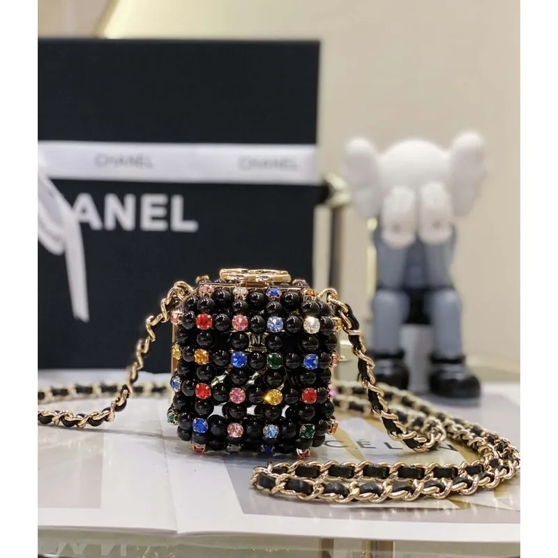 Chanel AS3769 MINI EVENING Bag Imitation Pearls Black & Multicolor