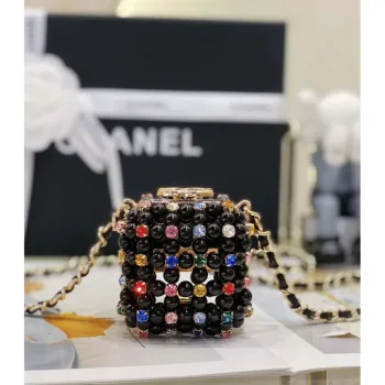 Chanel AS3769 MINI EVENING Bag Imitation Pearls Black & Multicolor