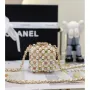 Chanel AS3769 MINI EVENING Bag Imitation Pearls & Gold Tone Metal White & Multicolor
