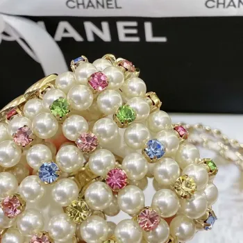 Chanel AS3769 MINI EVENING Bag Imitation Pearls & Gold Tone Metal White & Multicolor
