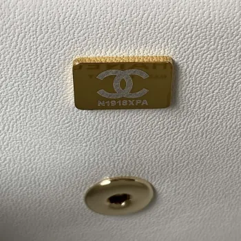 Chanel AS4140 Camellia Embossed With top Handle Bag White