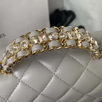 Chanel AS4140 Camellia Embossed With top Handle Bag Gray