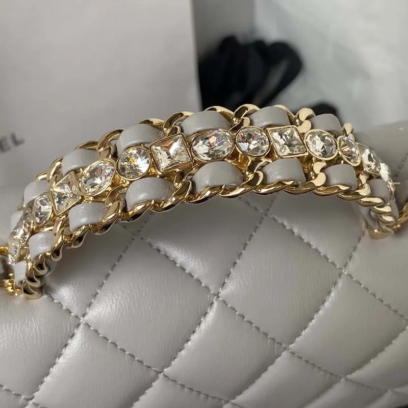 Chanel AS4140 Camellia Embossed With top Handle Bag Gray