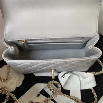 Chanel AS4140 Camellia Embossed With top Handle Bag Gray