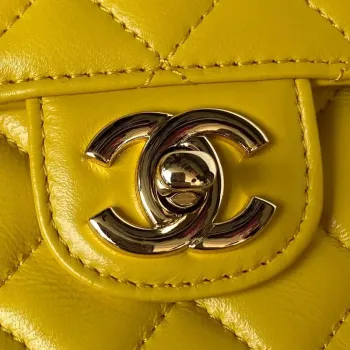 Chanel AS4140 Camellia Embossed With top Handle Bag Yellow