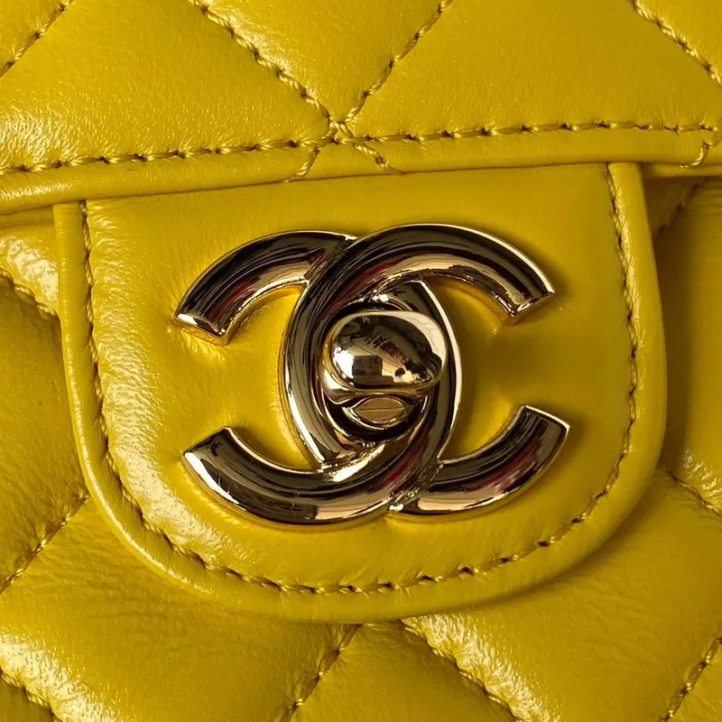 Chanel AS4140 Camellia Embossed With top Handle Bag Yellow