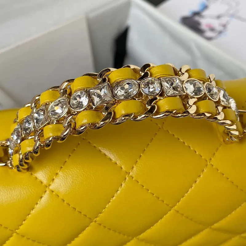 Chanel AS4140 Camellia Embossed With top Handle Bag Yellow