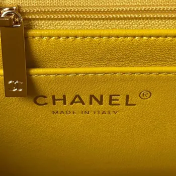 Chanel AS4140 Camellia Embossed With top Handle Bag Yellow