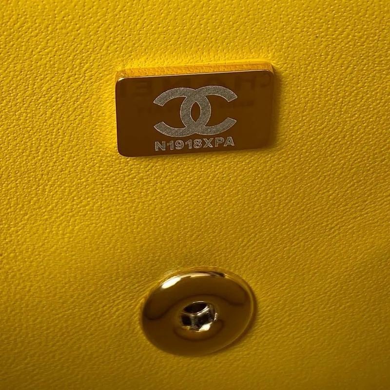 Chanel AS4140 Camellia Embossed With top Handle Bag Yellow