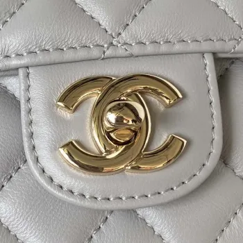 Chanel AS4141 Camellia Embossed With top Handle Bag Gray