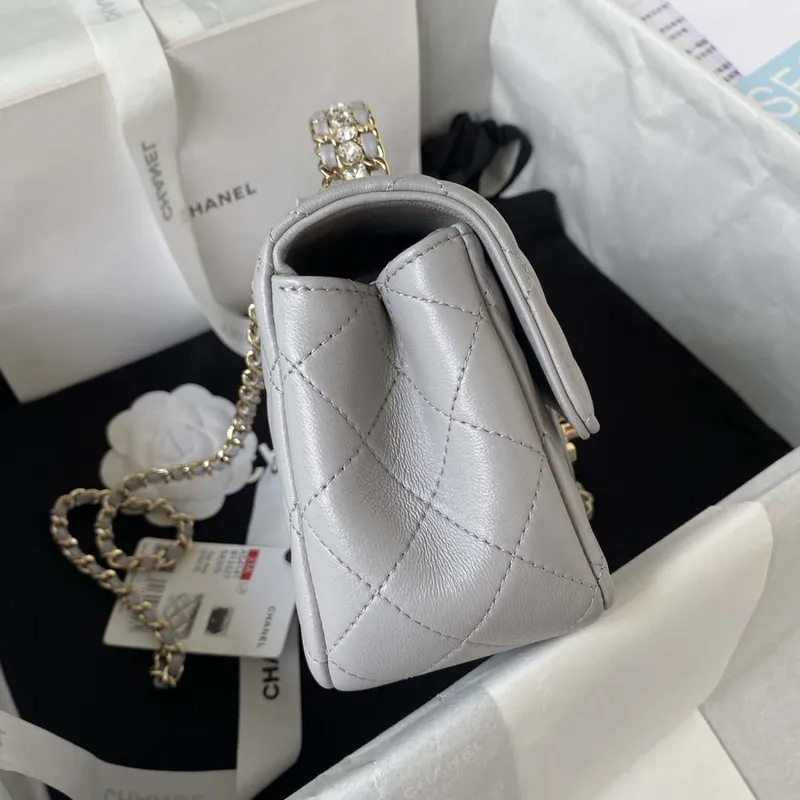 Chanel AS4141 Camellia Embossed With top Handle Bag Gray