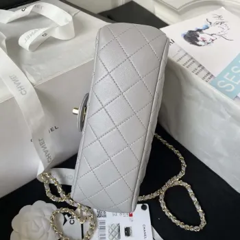 Chanel AS4141 Camellia Embossed With top Handle Bag Gray