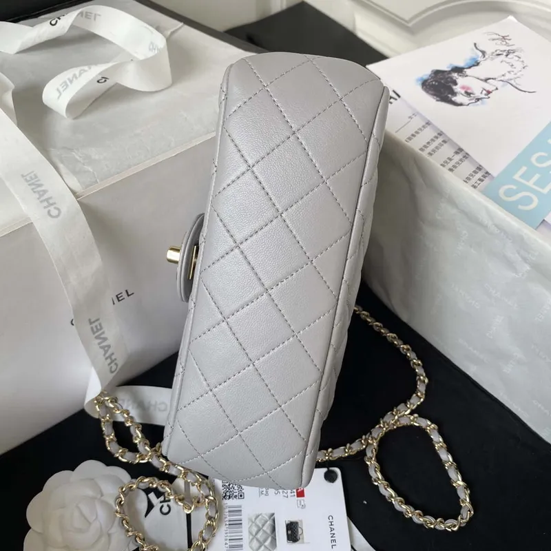 Chanel AS4141 Camellia Embossed With top Handle Bag Gray