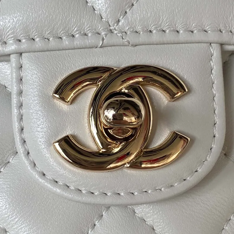 Chanel AS4141 Camellia Embossed With top Handle Bag White