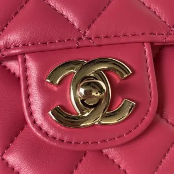 Chanel AS4141 Camellia Embossed With top Handle Bag Rose Red