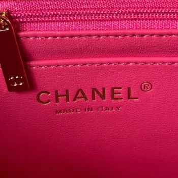 Chanel AS4141 Camellia Embossed With top Handle Bag Rose Red