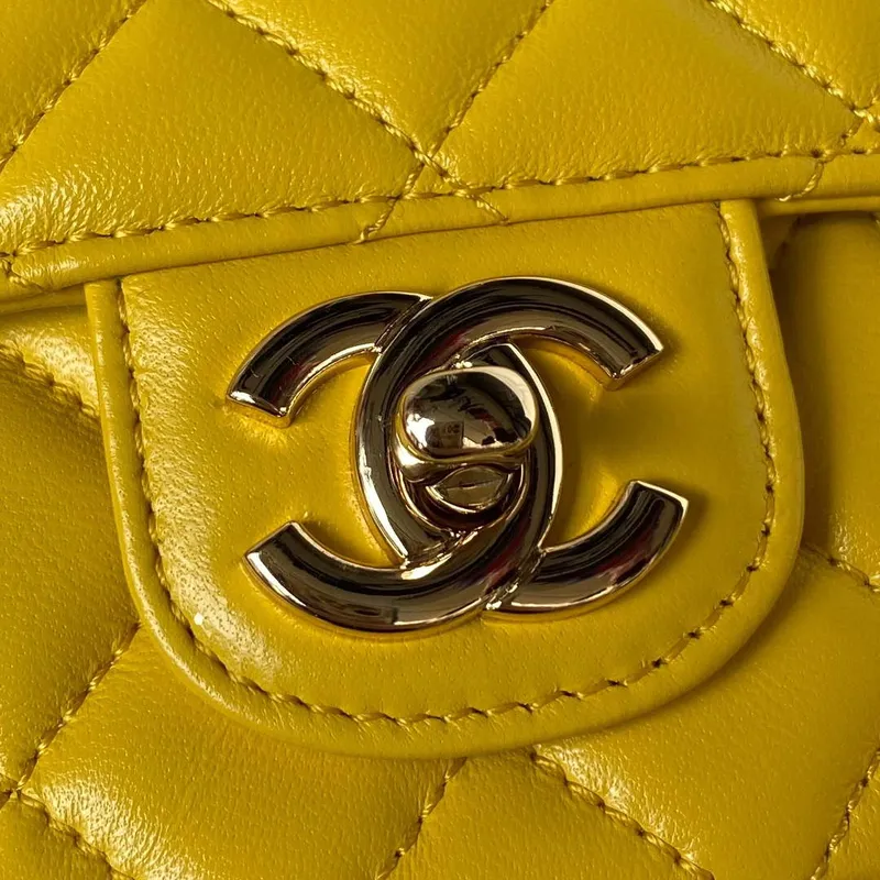 Chanel AS4141 Camellia Embossed With top Handle Bag Yellow
