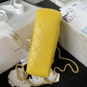 Chanel AS4141 Camellia Embossed With top Handle Bag Yellow