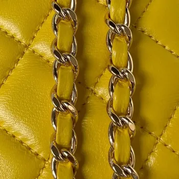 Chanel AS4141 Camellia Embossed With top Handle Bag Yellow