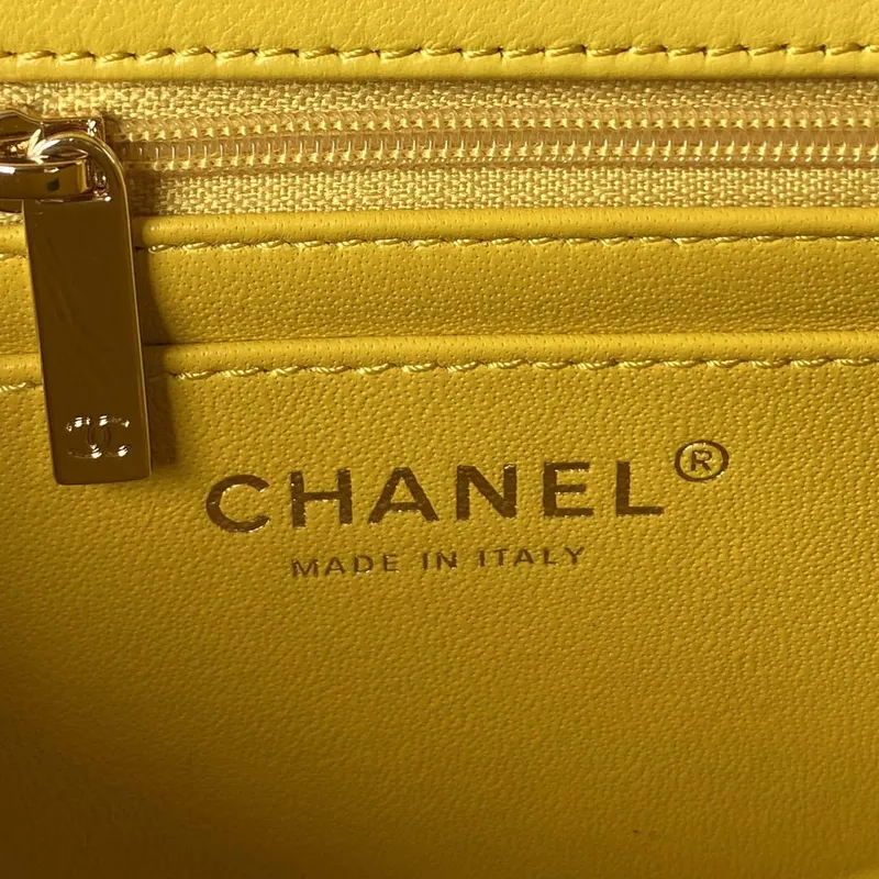 Chanel AS4141 Camellia Embossed With top Handle Bag Yellow