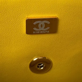 Chanel AS4141 Camellia Embossed With top Handle Bag Yellow