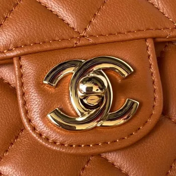 Chanel AS4140 Camellia Embossed With top Handle Bag Caramel