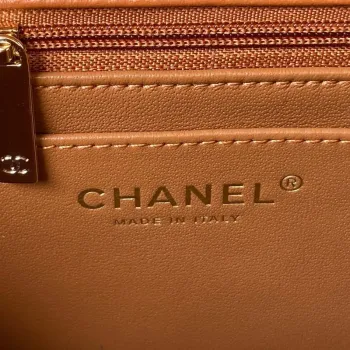 Chanel AS4140 Camellia Embossed With top Handle Bag Caramel