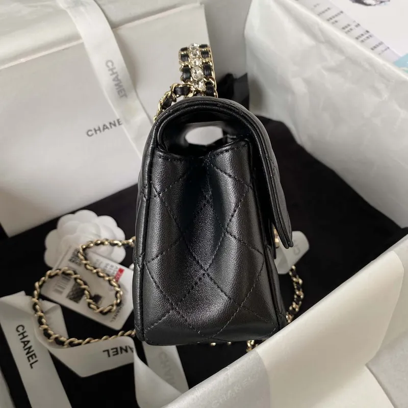Chanel AS4141 Camellia Embossed With top Handle Bag Black