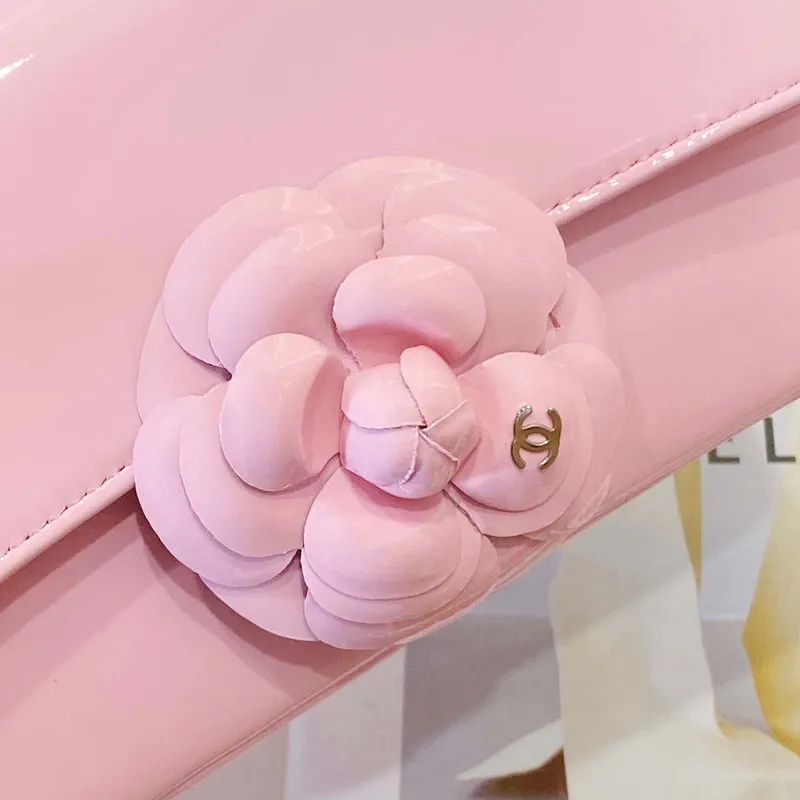 Chanel AS3356 Mini Flap 18cm Patent leather Camellia Pink