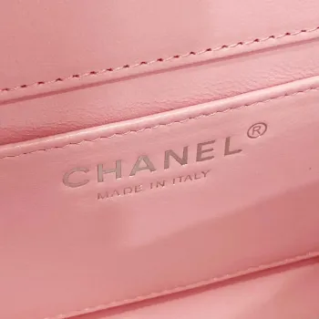 Chanel AS3356 Mini Flap 18cm Patent leather Camellia Pink