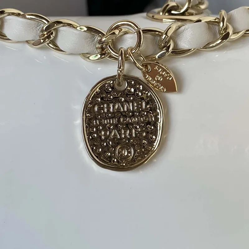 Chanel AS3356 Flap 23FW Patent leather Camellia White