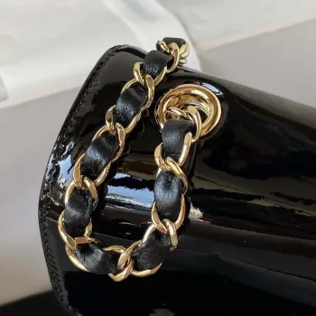 Chanel AS3356 Flap 23FW Patent leather Camellia Black