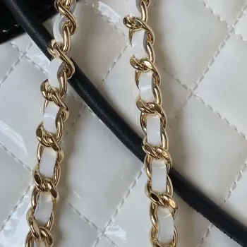 Chanel AS4133 mini Bi color Chain patent leather Bag White